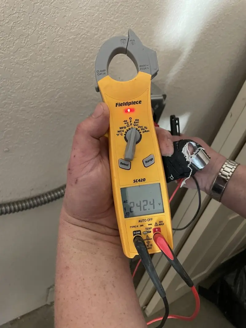 Voltage testing with clamp meter during Generator Installation in Murrysville